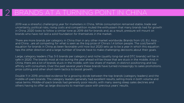 2020 China Marketing Trends: the year category leaders pull away from the pack — page 33
